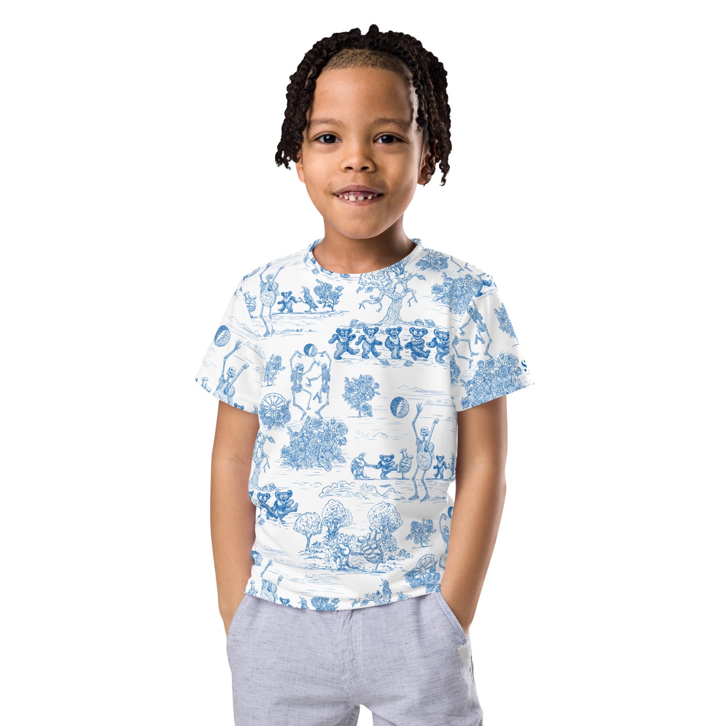 Keep On Dancin' - Blue - All Over Print - Kids Crew Neck T-Shirt