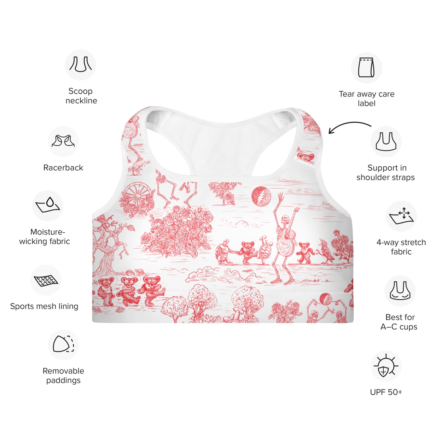 Keep on Dancin' - Red - All Over Print - Women's Padded Sports Bra