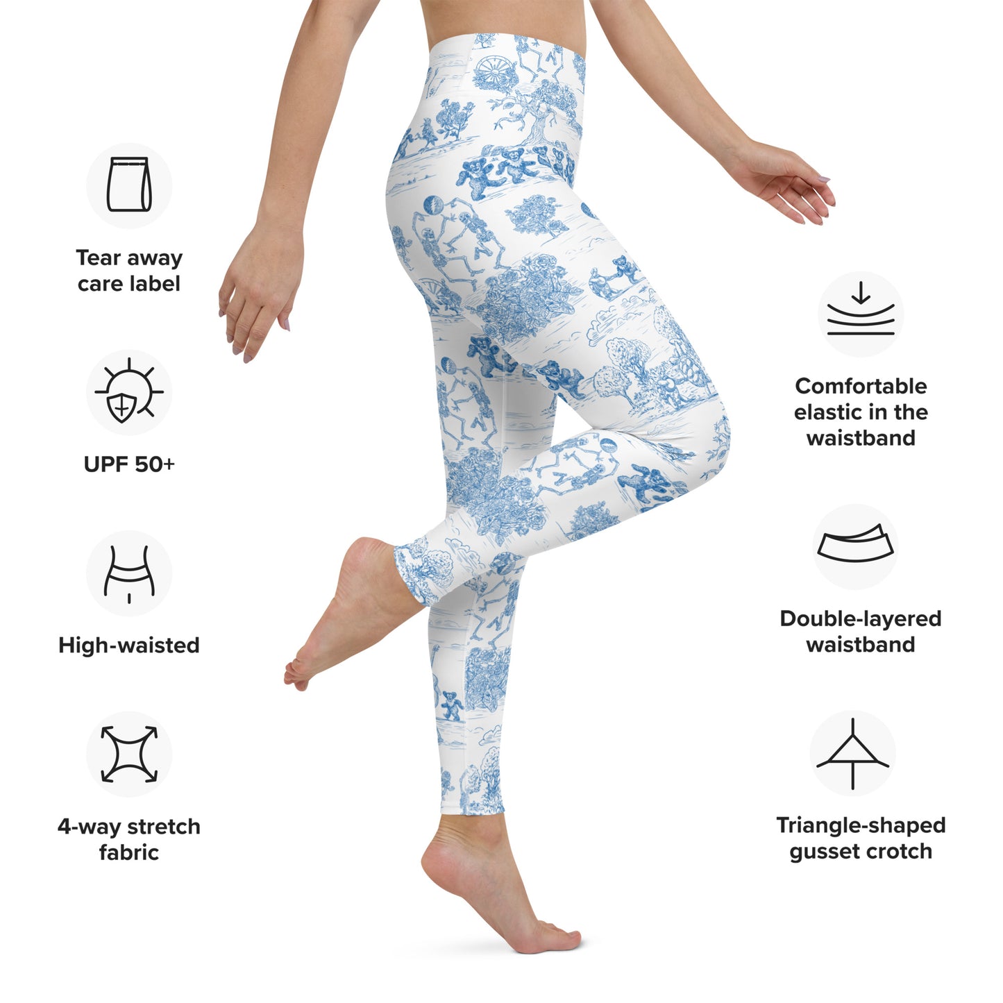 Keep On Dancin' - Blue - All Over Print - Women's Yoga Leggings