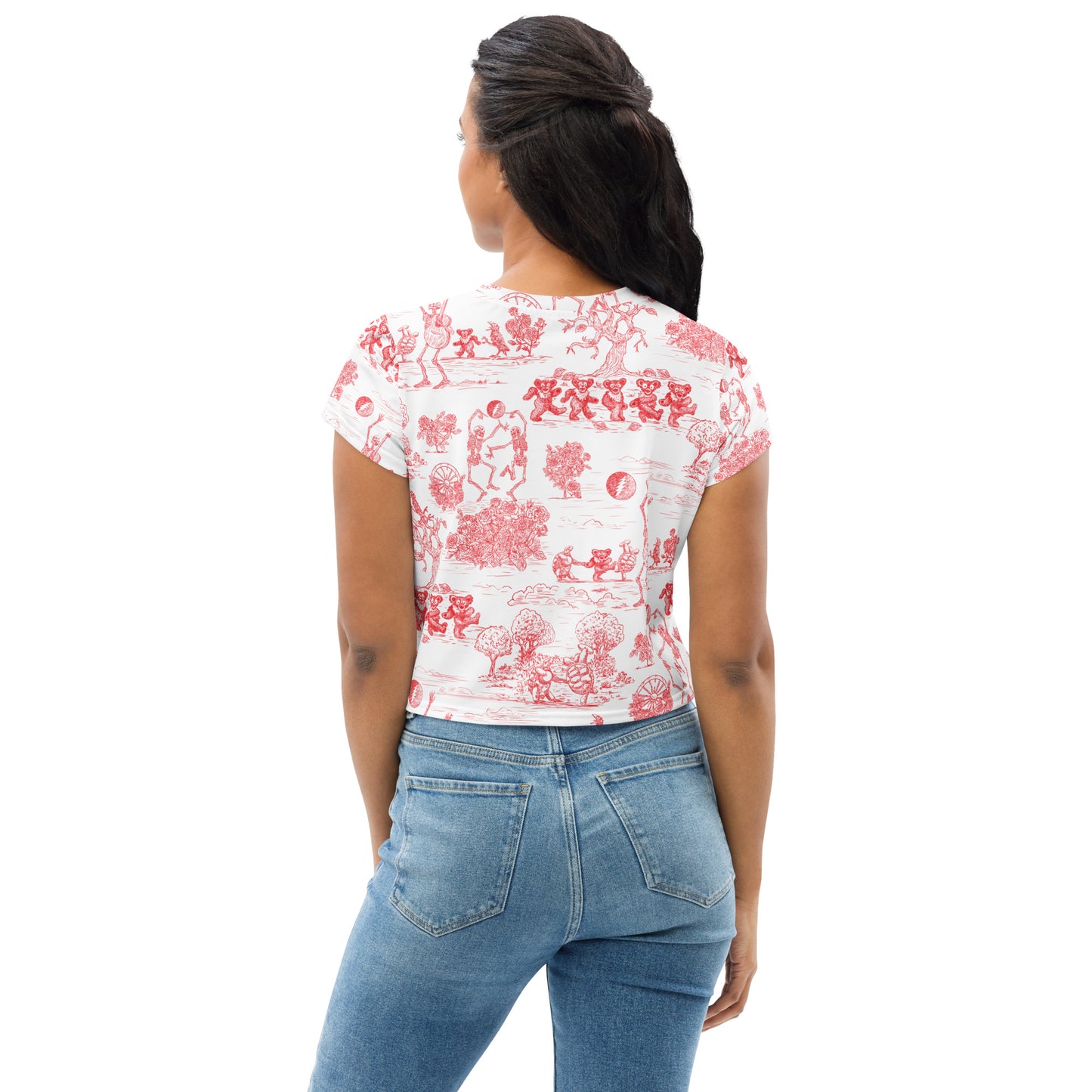 Keep on Dancin' - Red - All Over Print - Women's Crop Tee