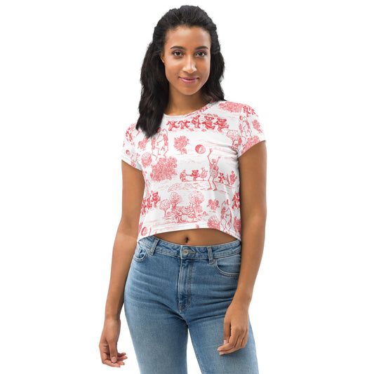 Keep on Dancin' - Red - All Over Print - Women's Crop Tee