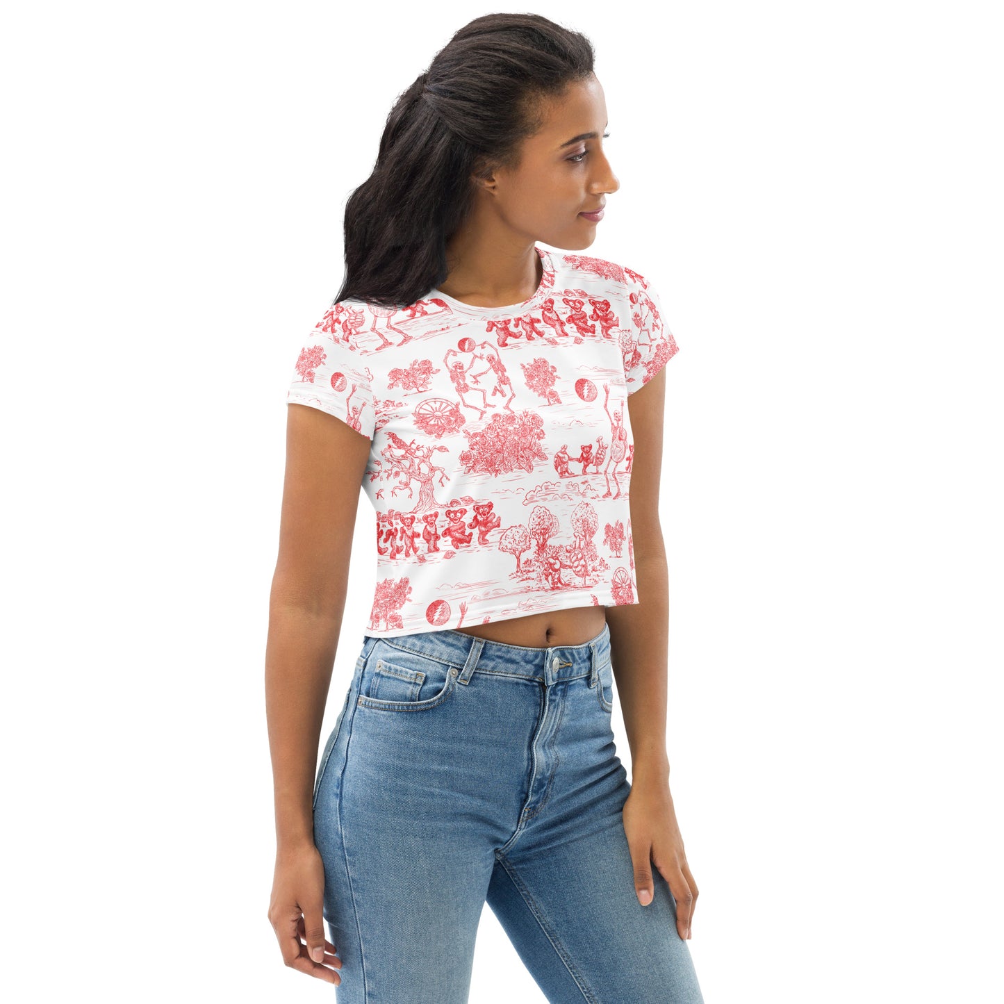 Keep on Dancin' - Red - All Over Print - Women's Crop Tee