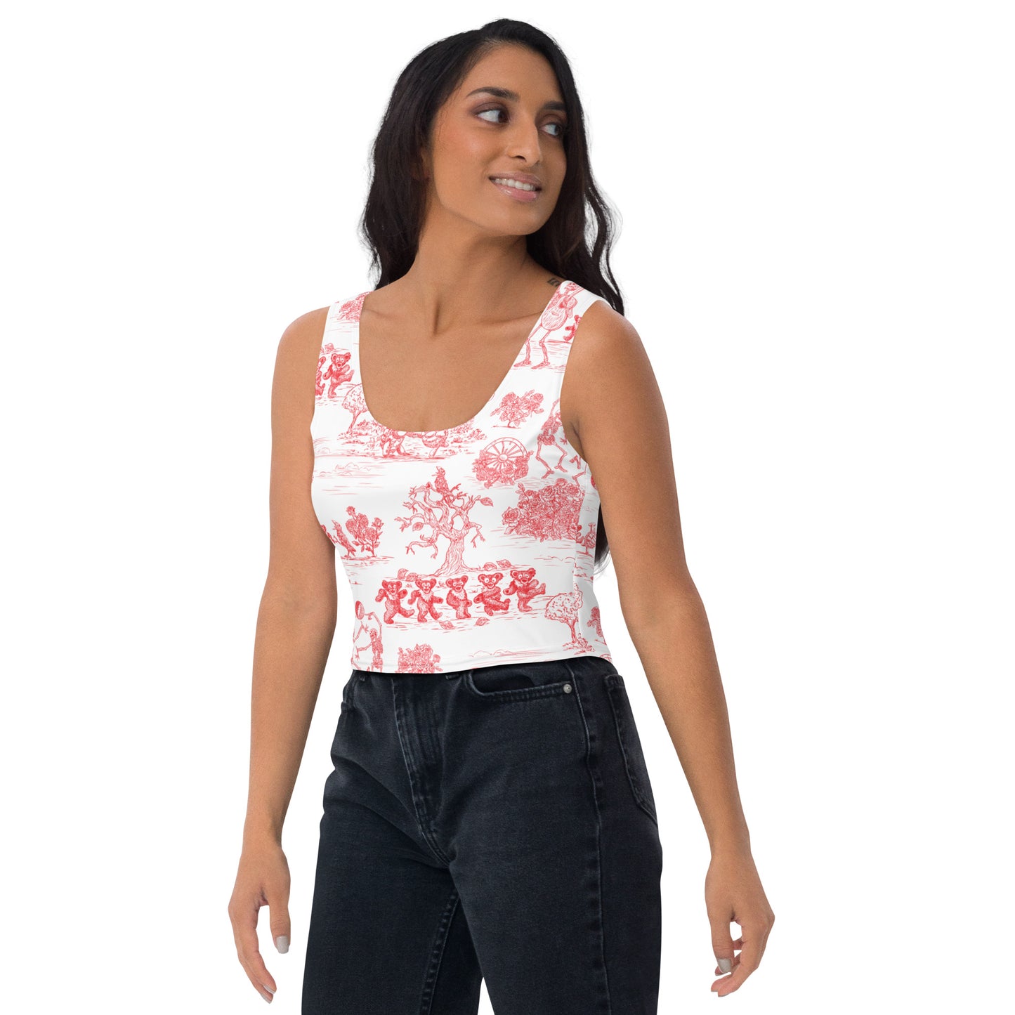 Keep on Dancin' - Red - All Over Print - Women's Muscle Crop Top