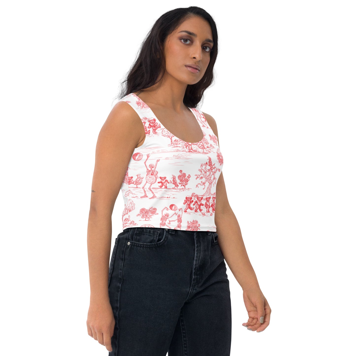 Keep on Dancin' - Red - All Over Print - Women's Muscle Crop Top