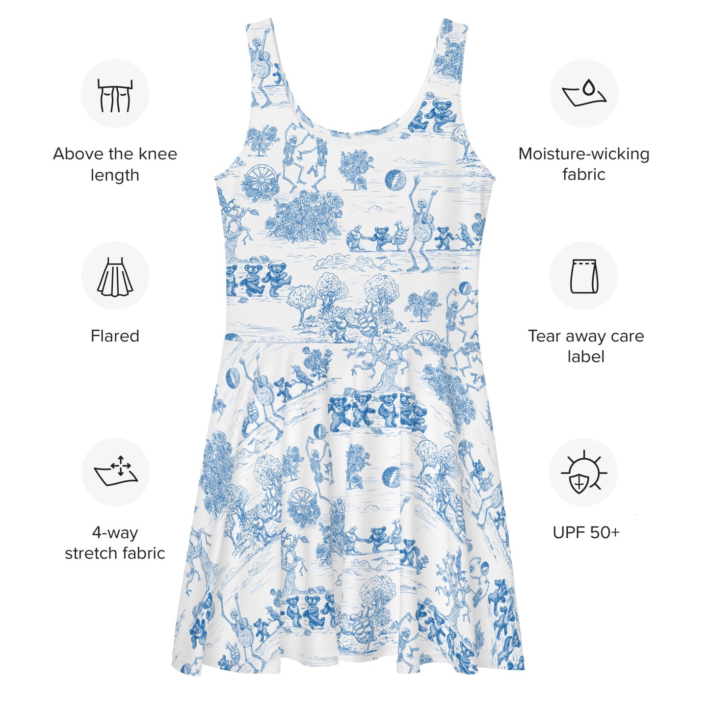 Keep On Dancin' - Blue - All Over Print - Women's Skater Dress