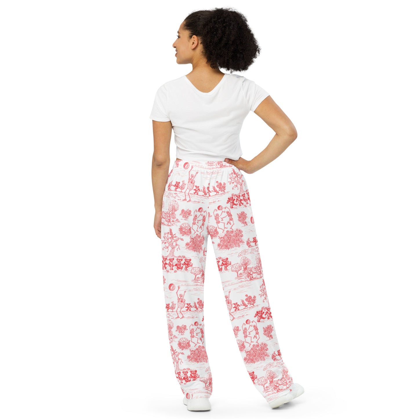 Keep On Dancin' - Red - All Over Print - Women's Wide-Leg Pants