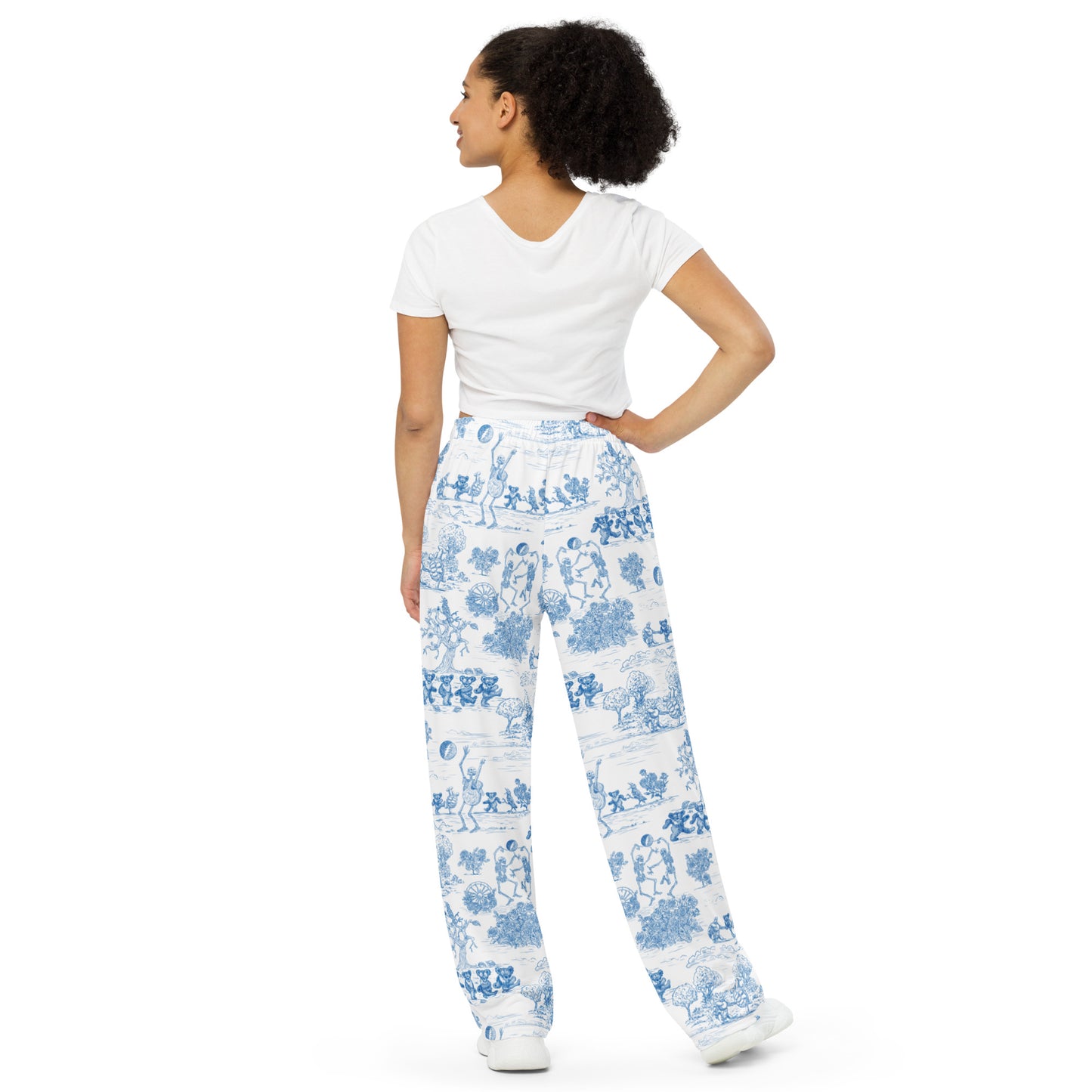 Keep On Dancin' - Blue - All Over Print - Women's Wide-Leg Pants