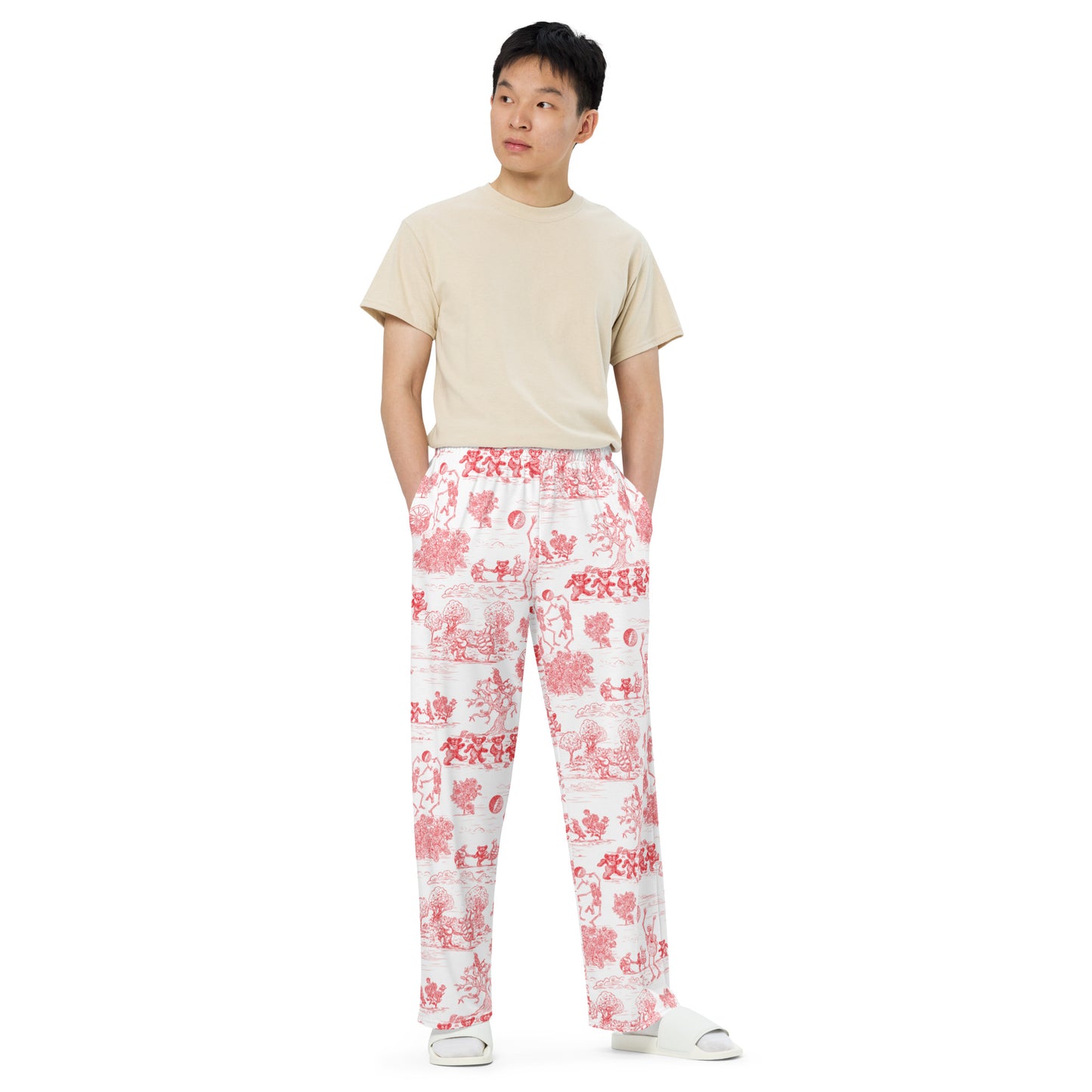 Keep On Dancin' - Red - All Over Print - Men's Wide-Leg Pants