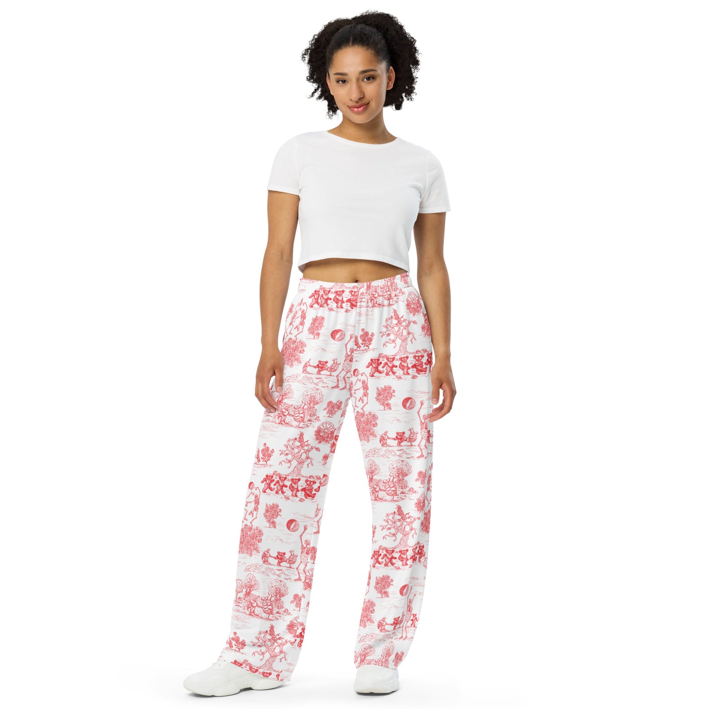 Keep On Dancin' - Red - All Over Print - Women's Wide-Leg Pants