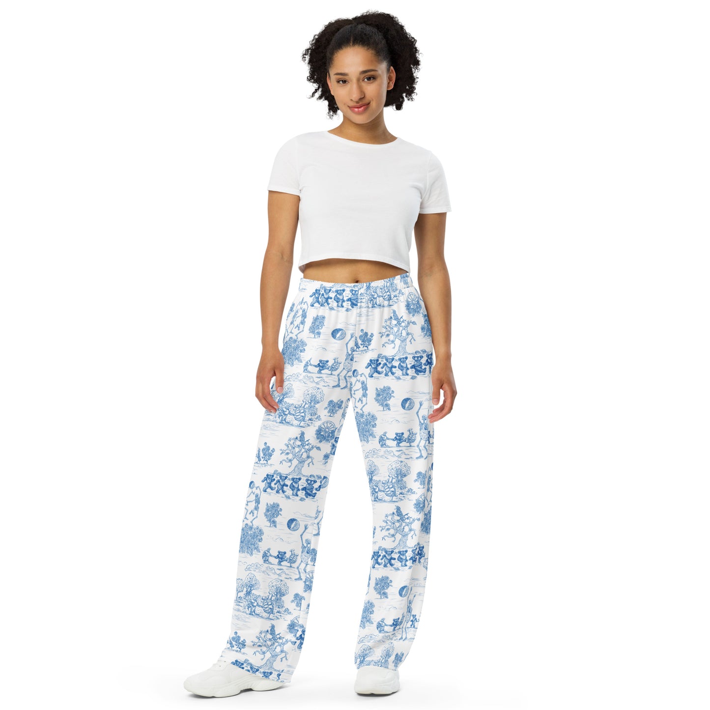 Keep On Dancin' - Blue - All Over Print - Women's Wide-Leg Pants