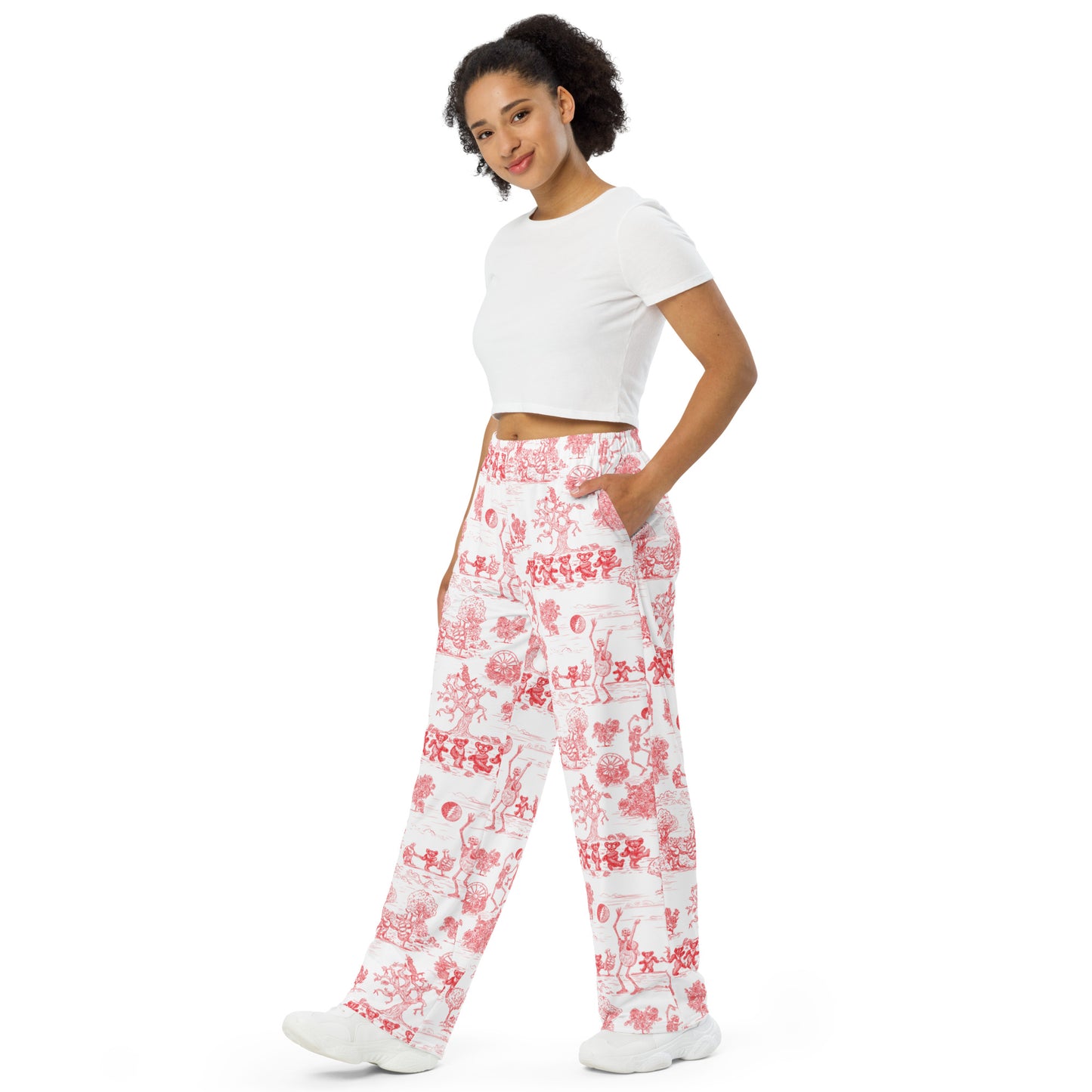 Keep On Dancin' - Red - All Over Print - Women's Wide-Leg Pants