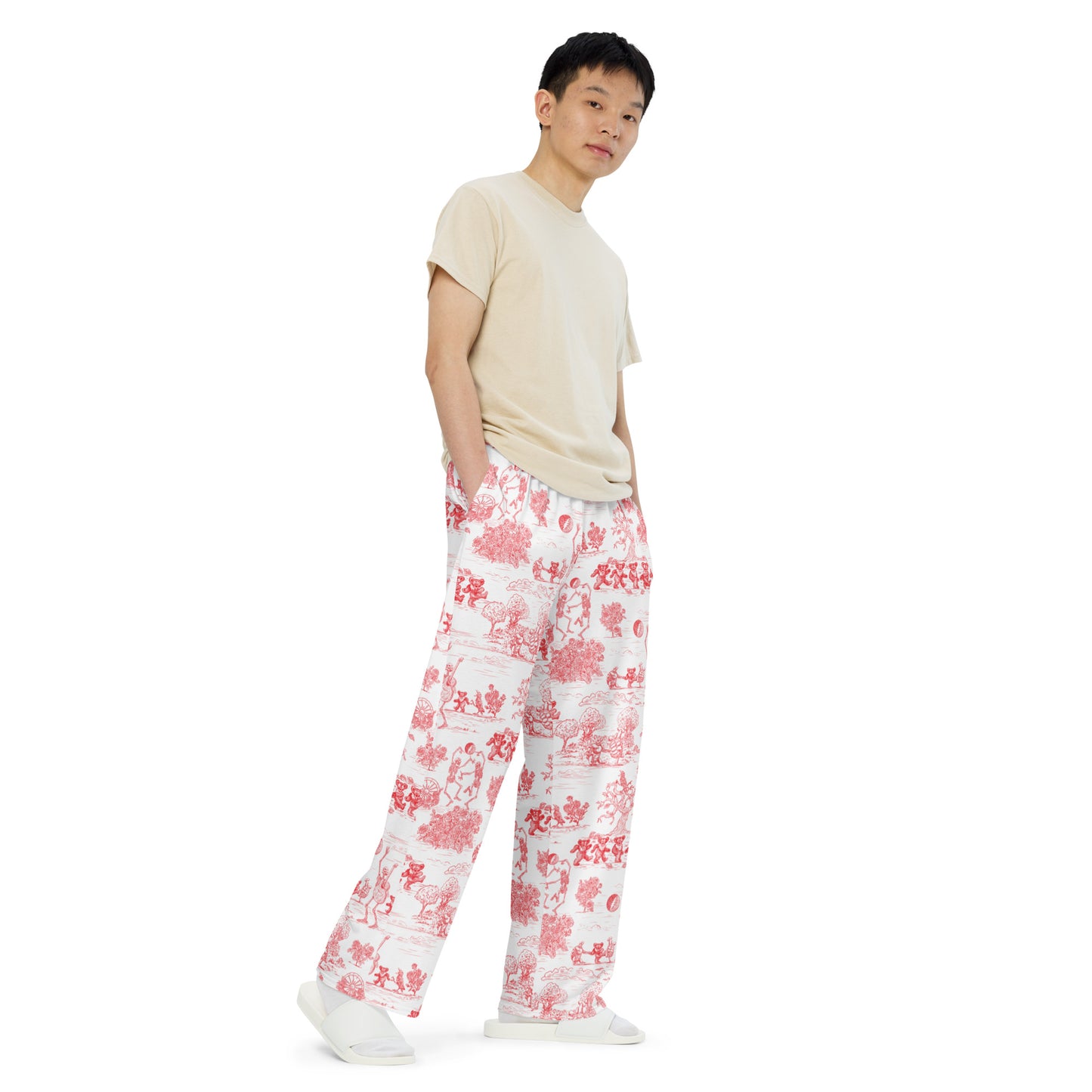 Keep On Dancin' - Red - All Over Print - Men's Wide-Leg Pants