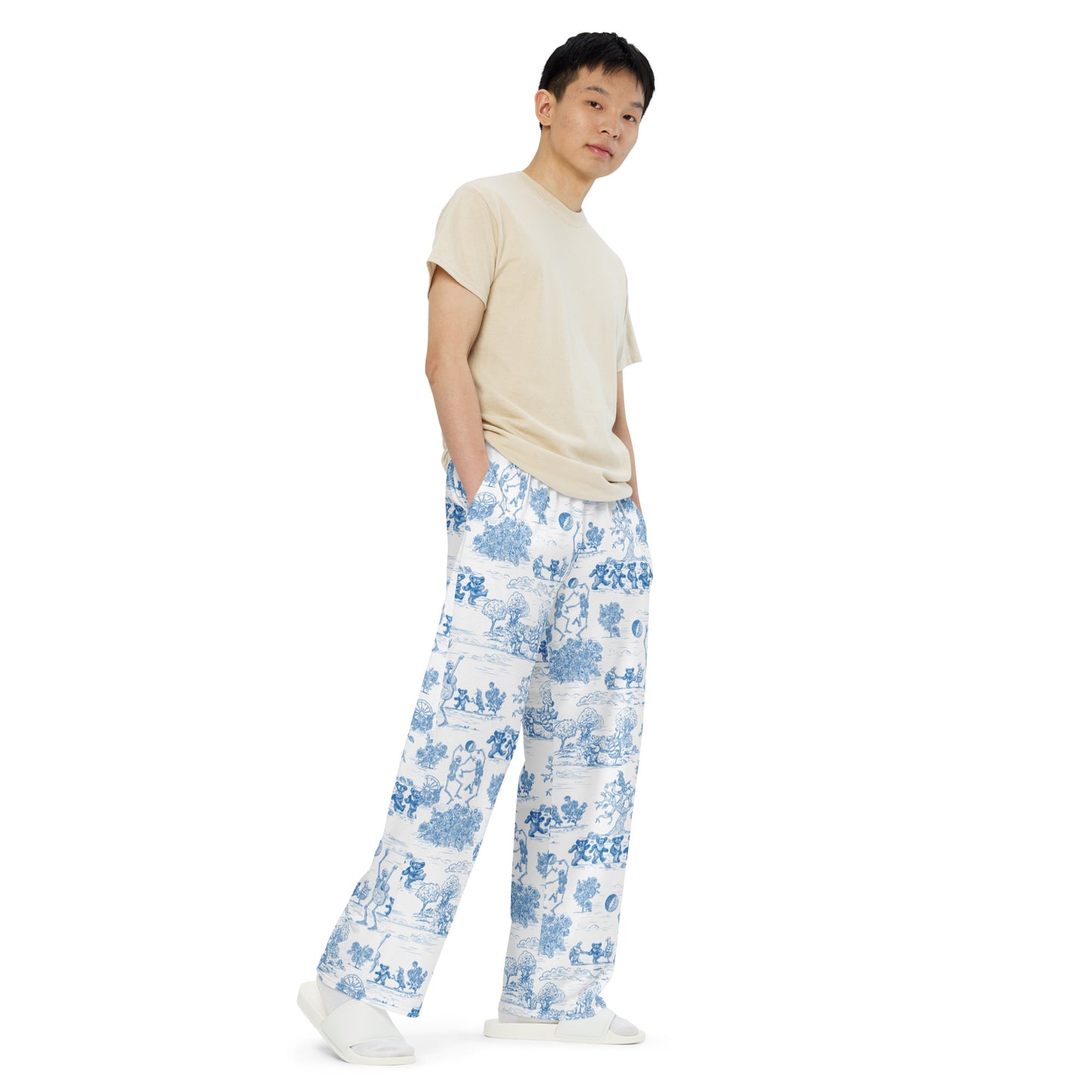 Keep On Dancin' - Blue - All Over Print - Men's Wide-Leg Pants