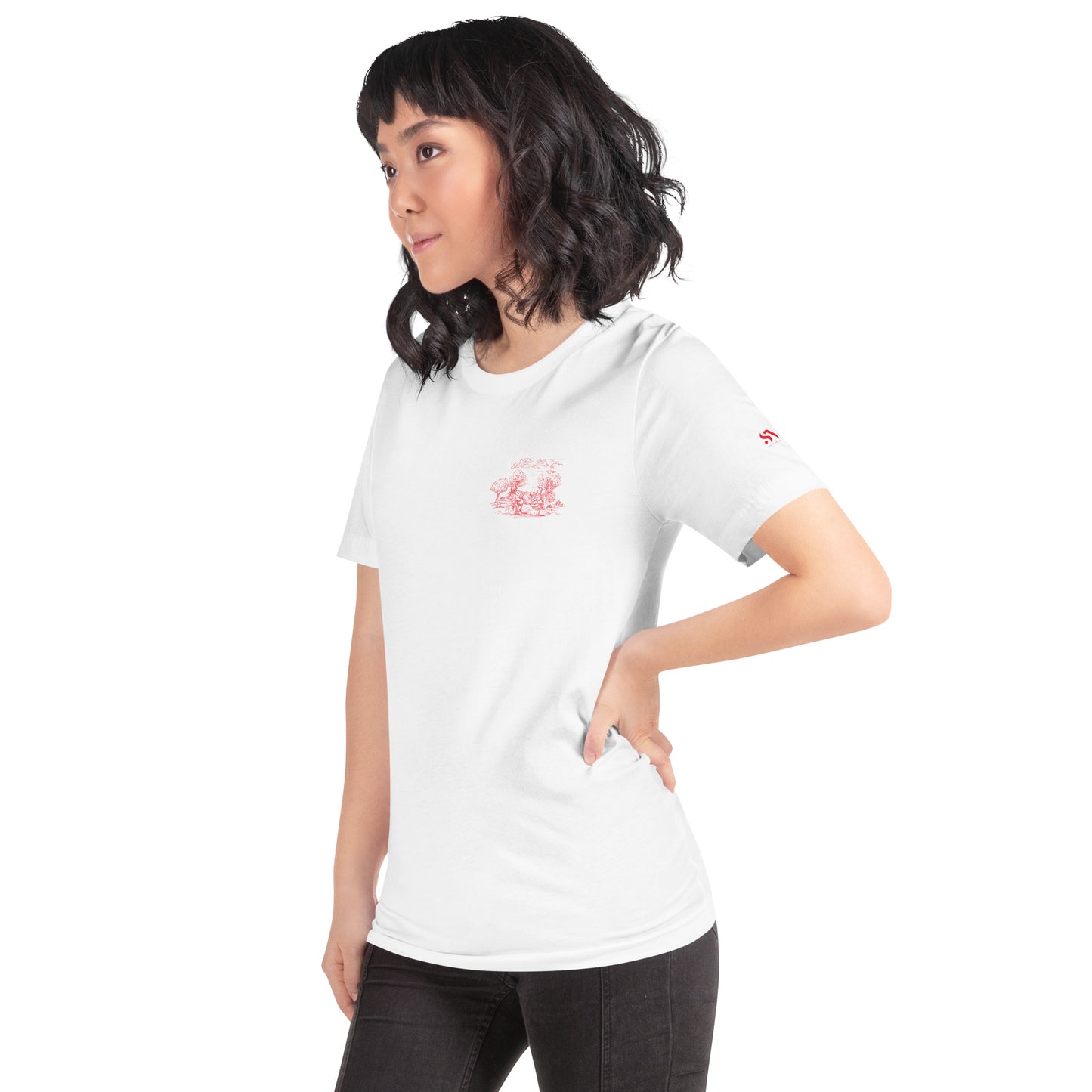 Keep on Dancin' - Red - Terrapin Chest, AOP Back - Women's T-Shirt